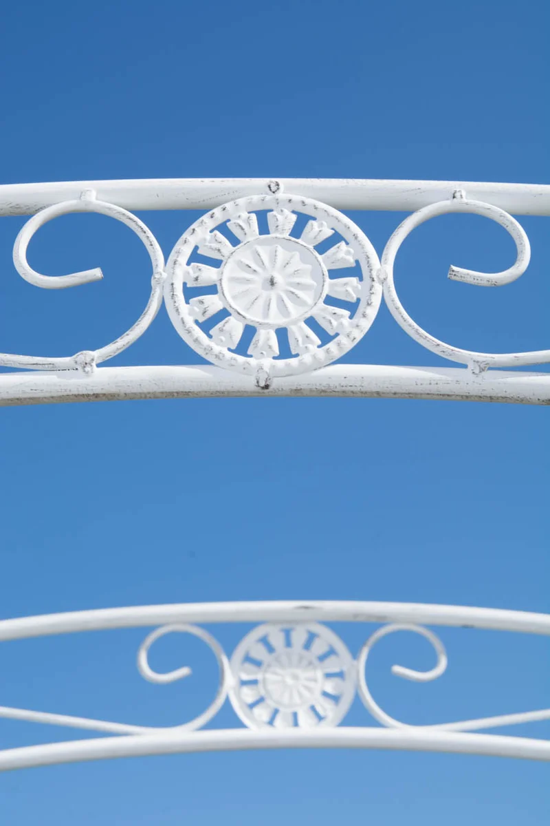 Arche à rosiers avec deux portes plantes grimpantes décoration jardin 220x120 cm en métal blanc vieilli 10_0003953