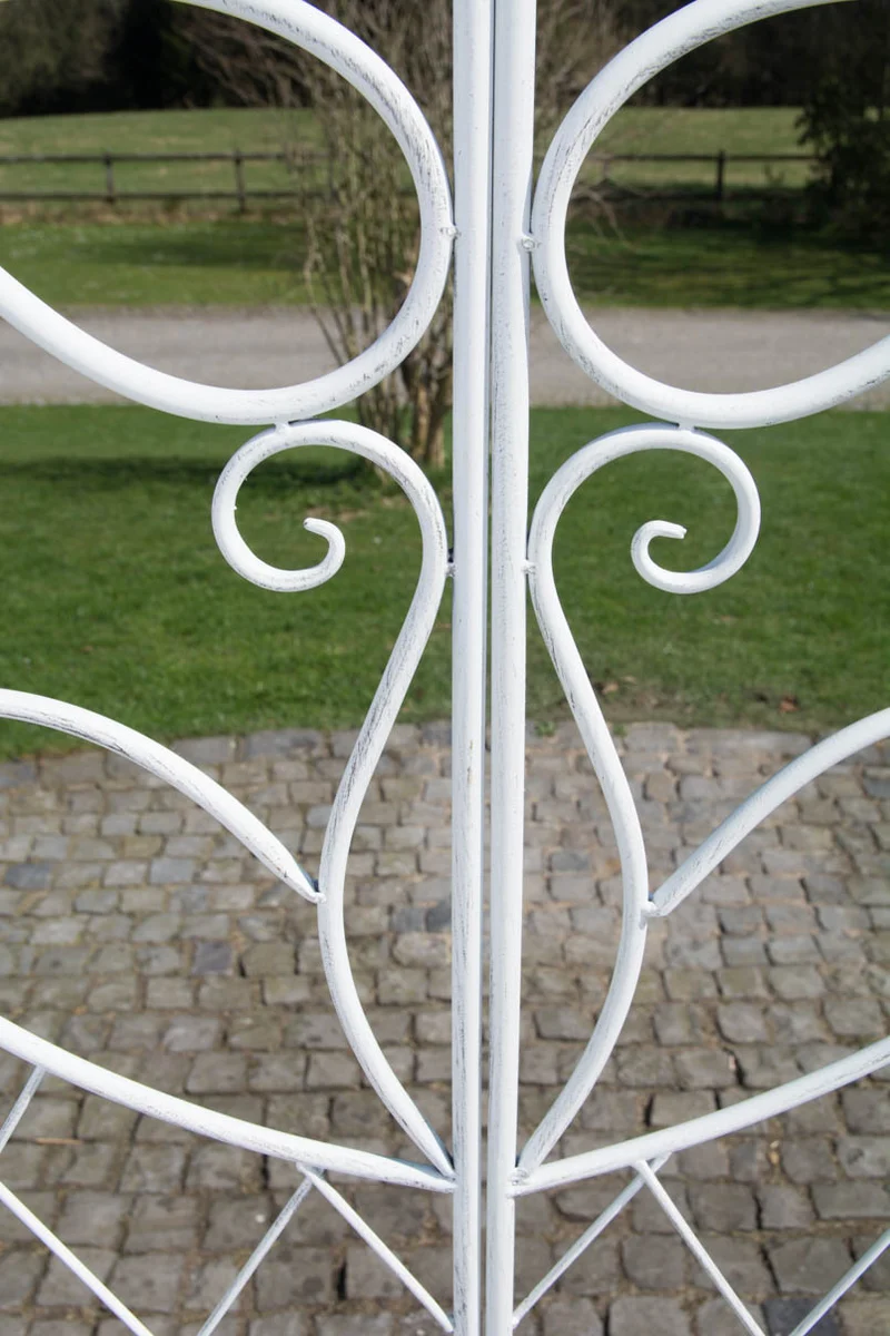 Arche à rosiers avec deux portes plantes grimpantes décoration jardin 220x120 cm en métal blanc vieilli 10_0003953