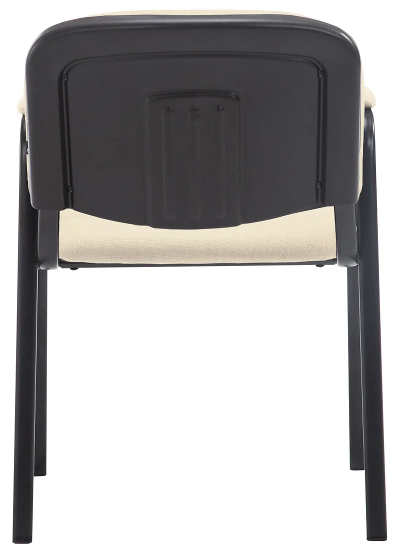 Chaise visiteur avec accoudoirs intégrés zone d'attente en tissu crème piètement à 4 pieds en métal noir 10_0003387