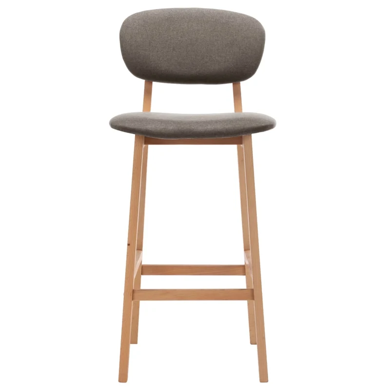 Lot de 2 tabourets de bar chaises hautes en tissu taupe et bois de hêtre DEC029875