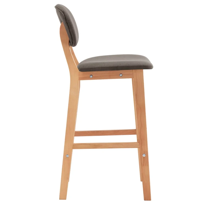 Lot de 2 tabourets de bar chaises hautes en tissu taupe et bois de hêtre DEC029875