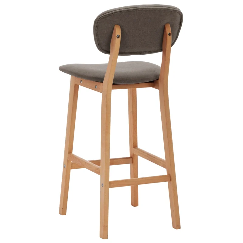 Lot de 2 tabourets de bar chaises hautes en tissu taupe et bois de hêtre DEC029875