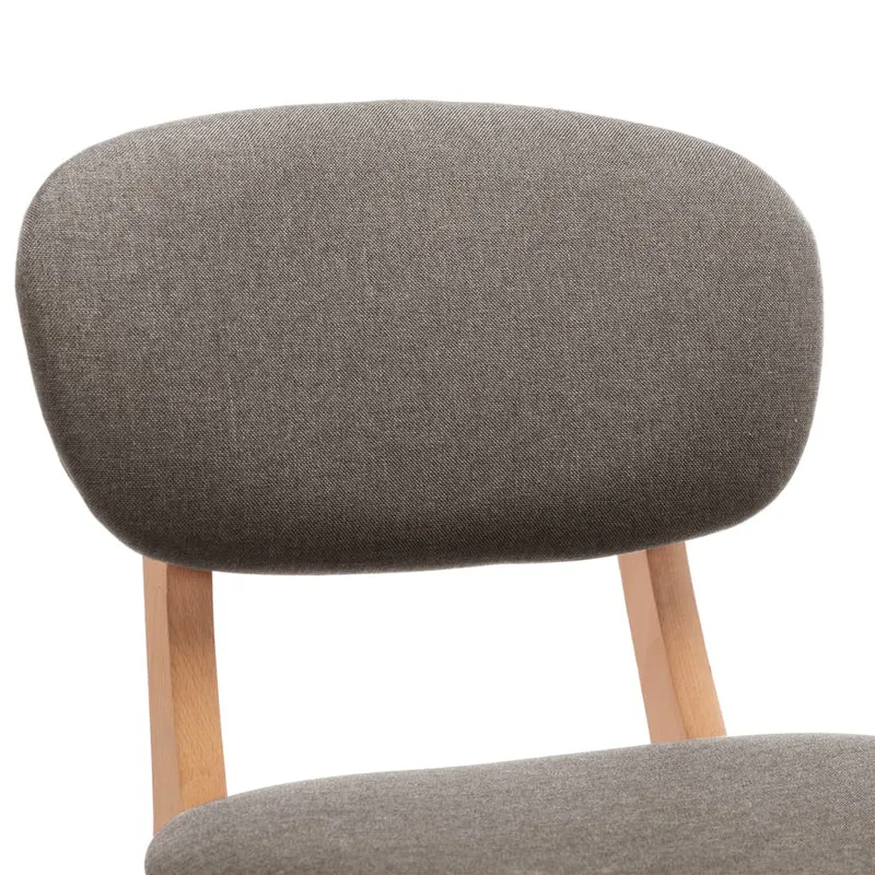 Lot de 2 tabourets de bar chaises hautes en tissu taupe et bois de hêtre DEC029875