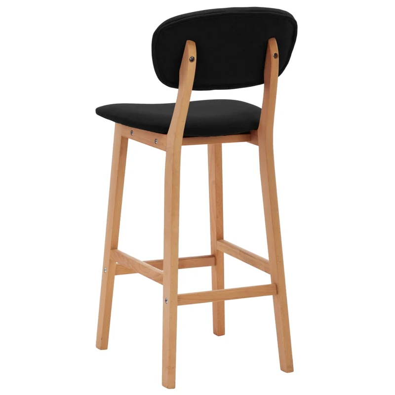 Lot de 2 tabourets de bar chaises hautes avec dossier en tissu noir et bois de hêtre DEC029820