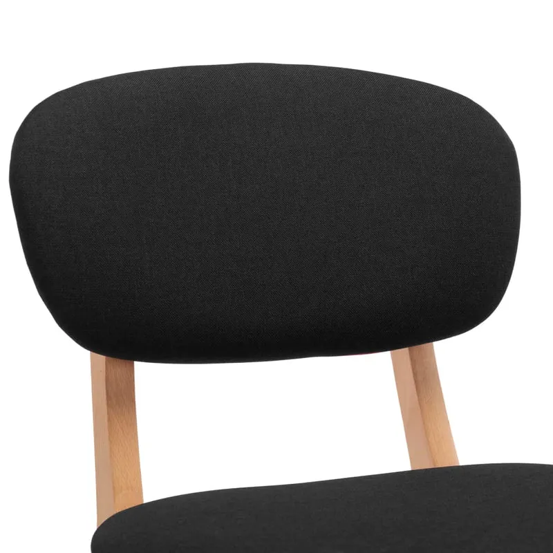 Lot de 2 tabourets de bar chaises hautes avec dossier en tissu noir et bois de hêtre DEC029820