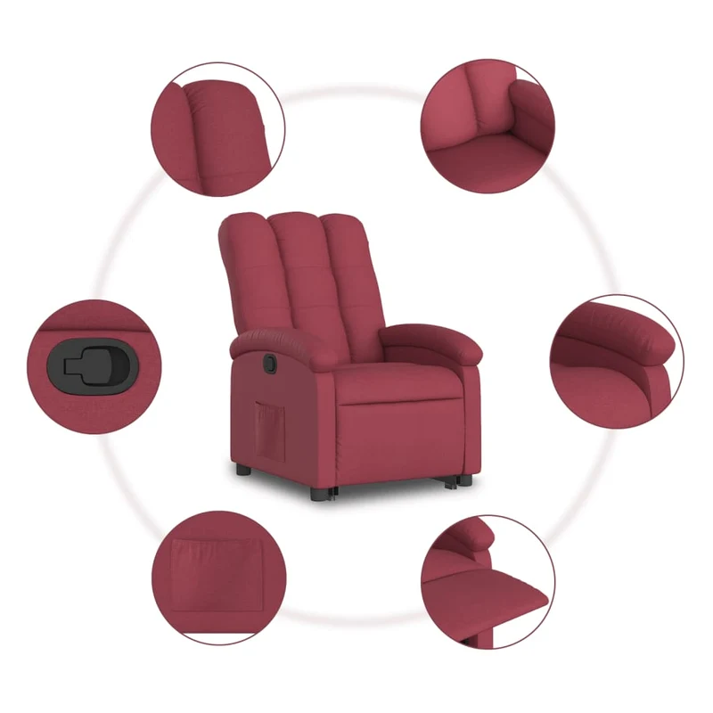 Fauteuil relax TV rembourrage confortable fonction de levage électrique en tissu rouge DEC028159