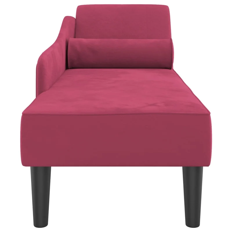 Méridienne chaise longue pour intérieur avec coussins en tissu velours rouge bordeaux DEC026098