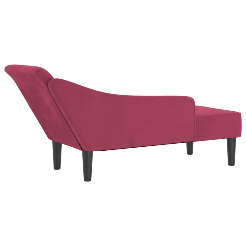 Méridienne chaise longue pour intérieur avec coussins en tissu velours rouge bordeaux DEC026098
