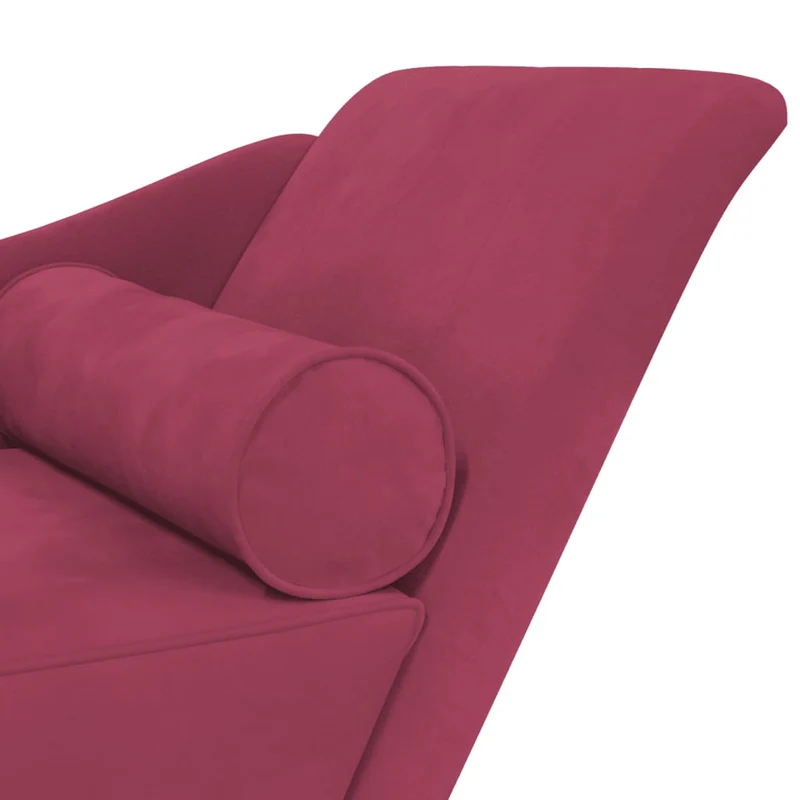 Méridienne chaise longue pour intérieur avec coussins en tissu velours rouge bordeaux DEC026098