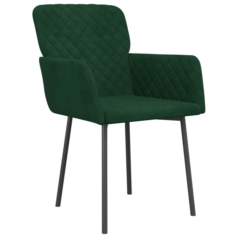 Set de 2 chaises de salle à manger en tissu velours vert foncé et métal DEC025597