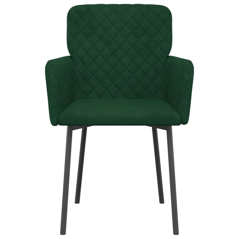 Set de 2 chaises de salle à manger en tissu velours vert foncé et métal DEC025597