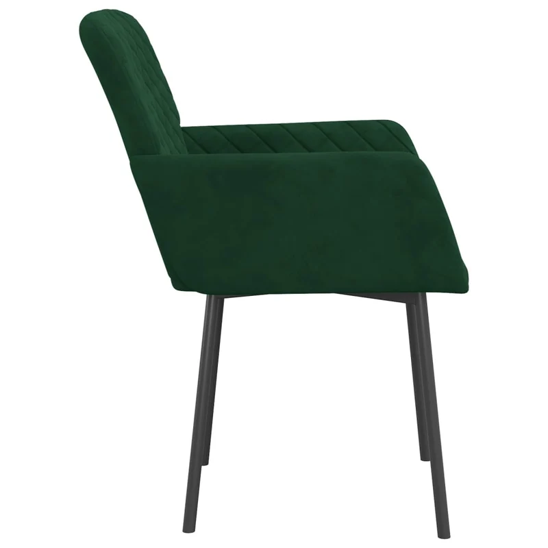 Set de 2 chaises de salle à manger en tissu velours vert foncé et métal DEC025597