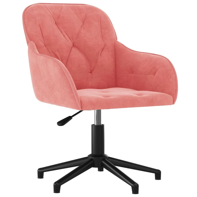 Lot de 2 chaises de salle à manger siège pivotant hauteur réglable en velours rose et métal DEC025299