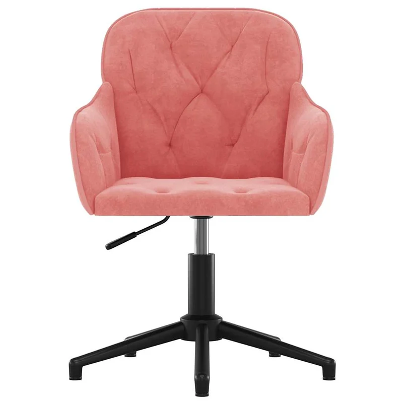 Lot de 2 chaises de salle à manger siège pivotant hauteur réglable en velours rose et métal DEC025299