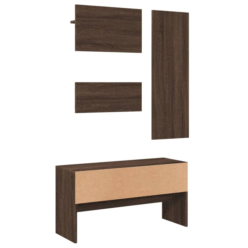 Ensemble de meubles de couloir 4 pièces bois d’ingénierie marron fer galvanisé et acrylique DEC024966