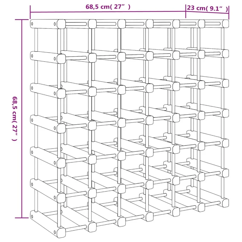 Casier range bouteilles étagère de rangement vin pour 42 bouteilles 68,5 x 23 x 68,5 cm pin massif brun DEC024399