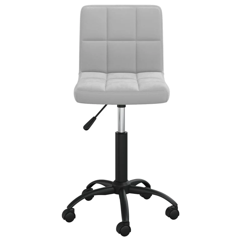 Chaise de bureau tabouret de travail sur roulettes hauteur réglable en velours gris clair et acier DEC025083