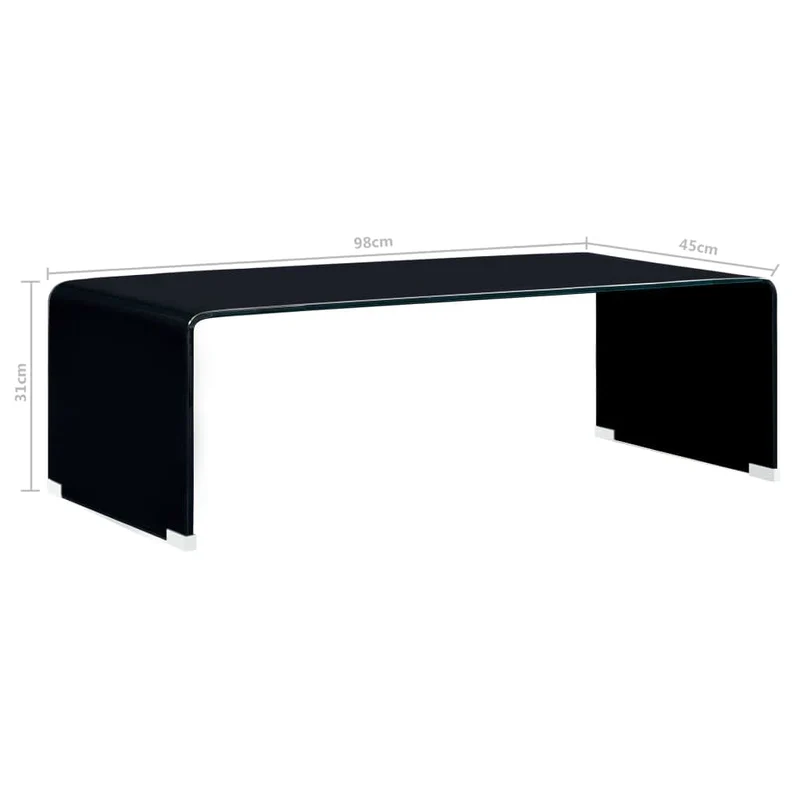 Table basse design moderne et contemporaine 98 x 45 x 31 cm Verre trempé noir DEC039866