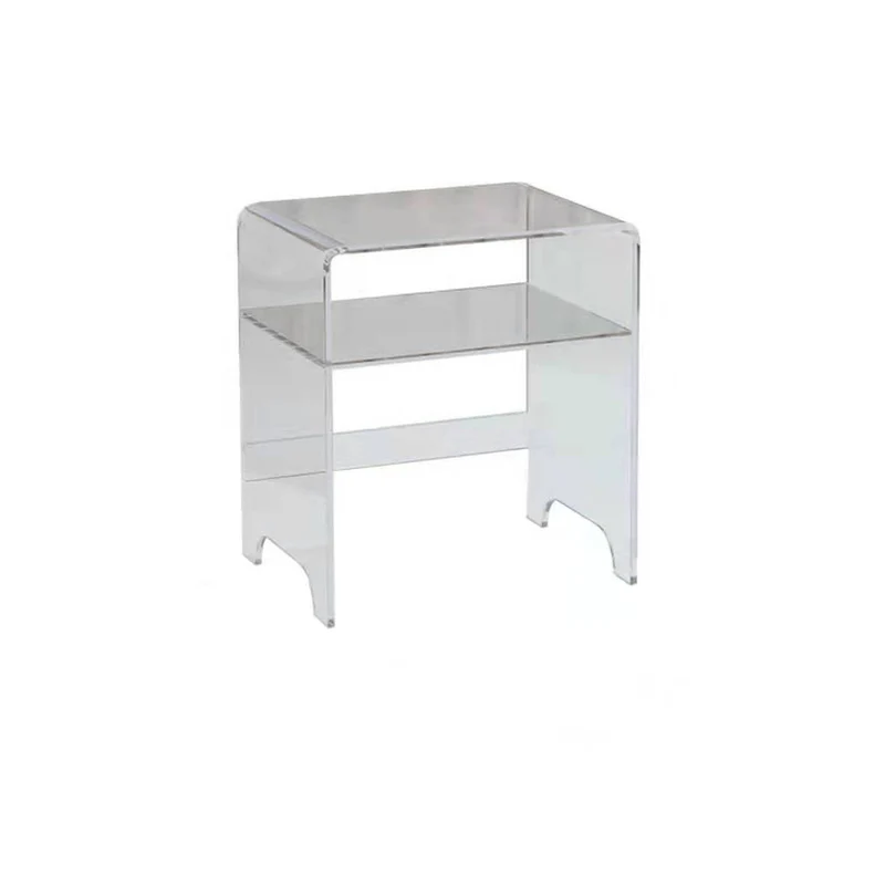 Modern Luxury Rectangle Curved Acrylic End Table 2-Tiers For Living Room