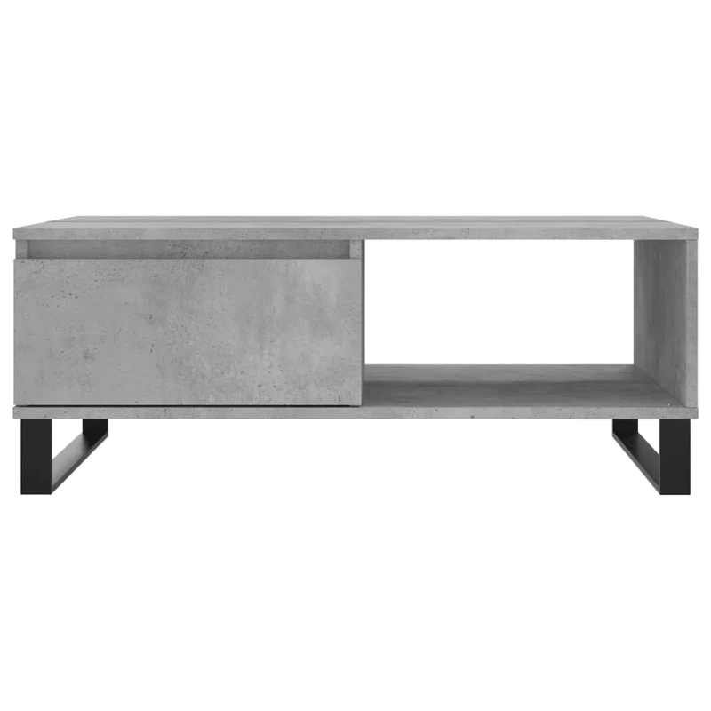 Table basse avec tiroir design moderne et contemporain 90 x 60 x 35 cm bois d'ingénierie gris et fer DEC039401
