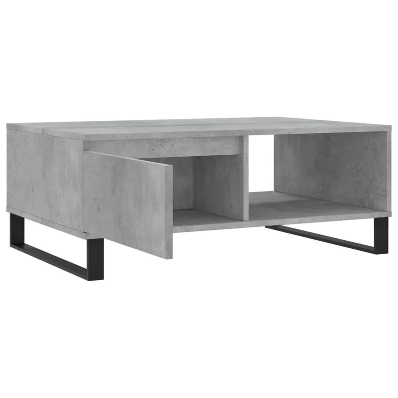 Table basse avec tiroir design moderne et contemporain 90 x 60 x 35 cm bois d'ingénierie gris et fer DEC039401