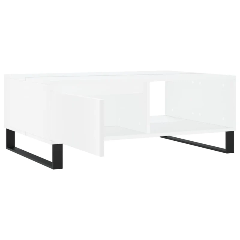 Table basse design moderne et contemporaine 90 x 60 x 35 cm bois d'ingénierie blanc et fer DEC038031