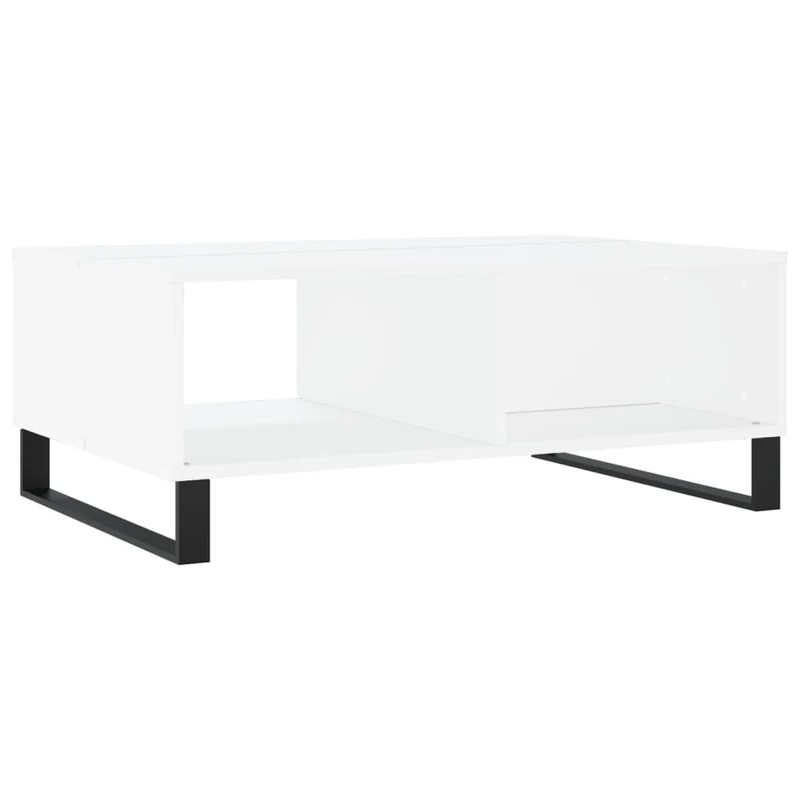 Table basse design moderne et contemporaine 90 x 60 x 35 cm bois d'ingénierie blanc et fer DEC038031