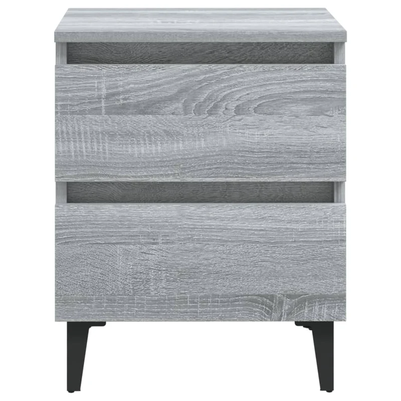 Lot de 2 tables de chevet avec tiroirs 40 x 35 x 50 cm bois d'ingénierie gris et métal DEC036198