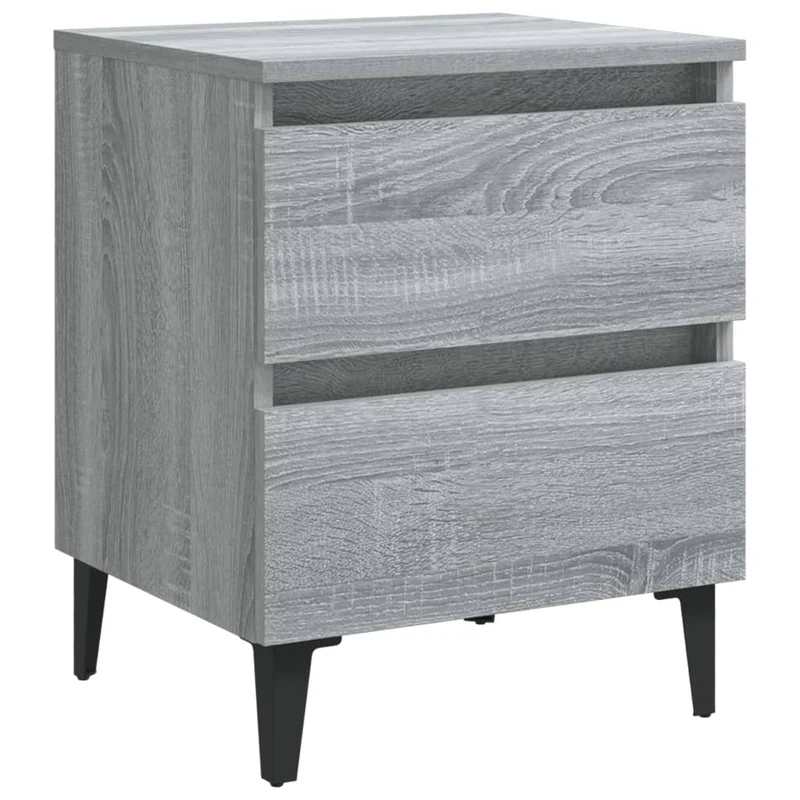 Lot de 2 tables de chevet avec tiroirs 40 x 35 x 50 cm bois d'ingénierie gris et métal DEC036198
