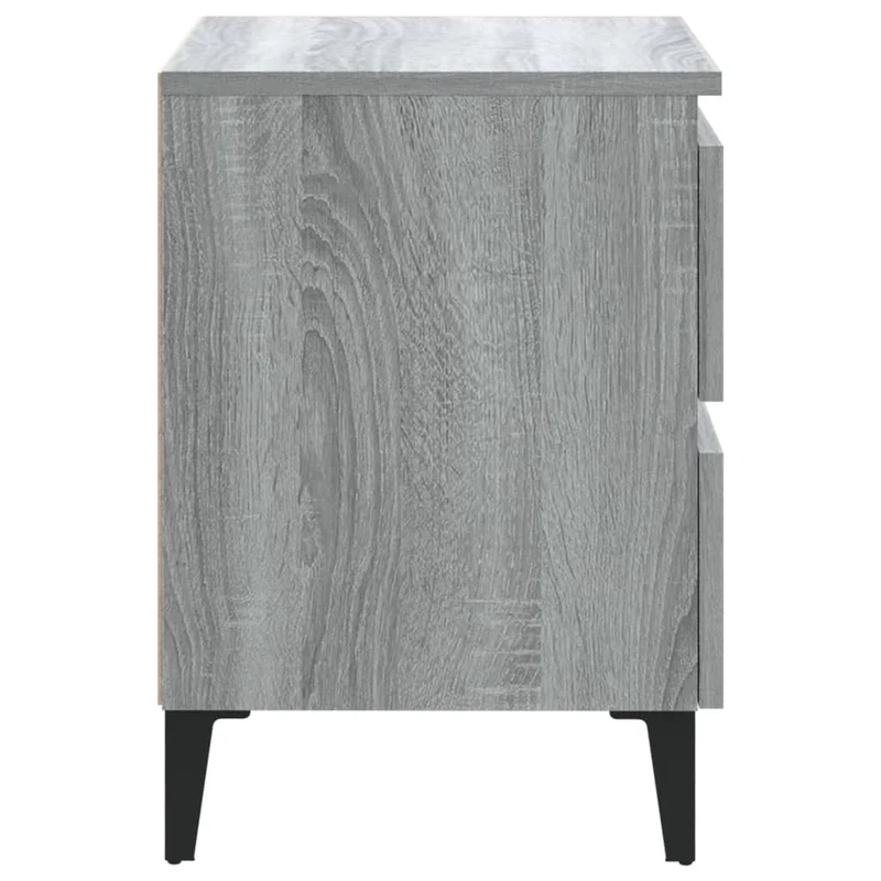 Lot de 2 tables de chevet avec tiroirs 40 x 35 x 50 cm bois d'ingénierie gris et métal DEC036198