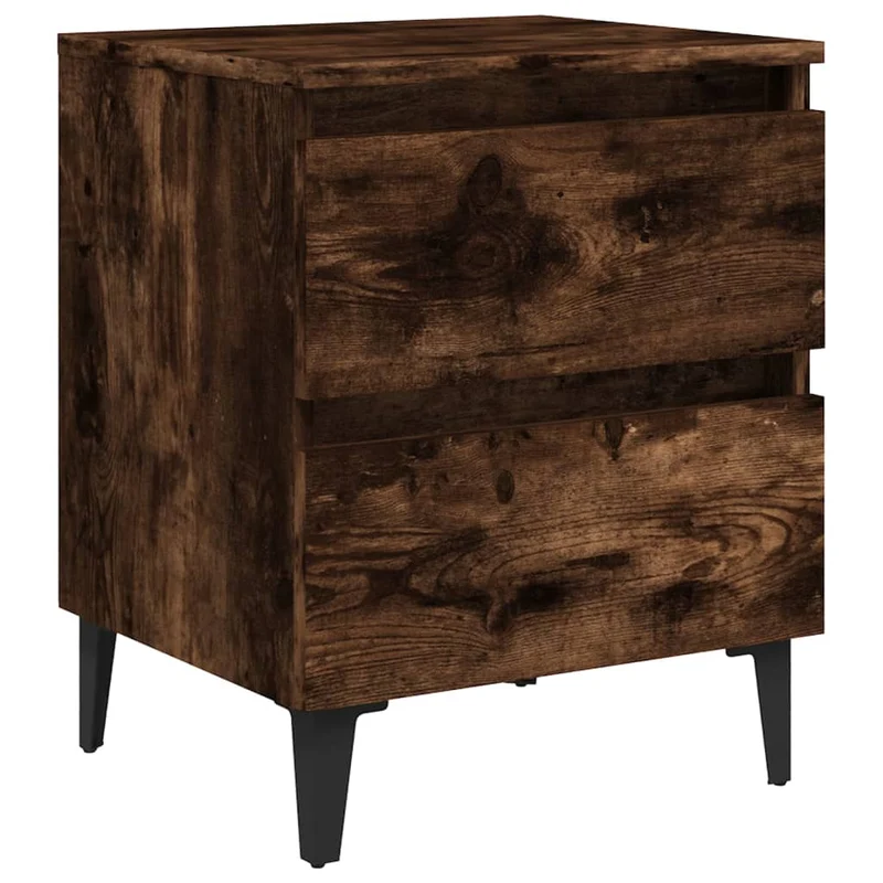 Lot de 2 tables de chevet avec tiroirs 40 x 35 x 50 cm bois d'ingénierie marron et métal DEC036191