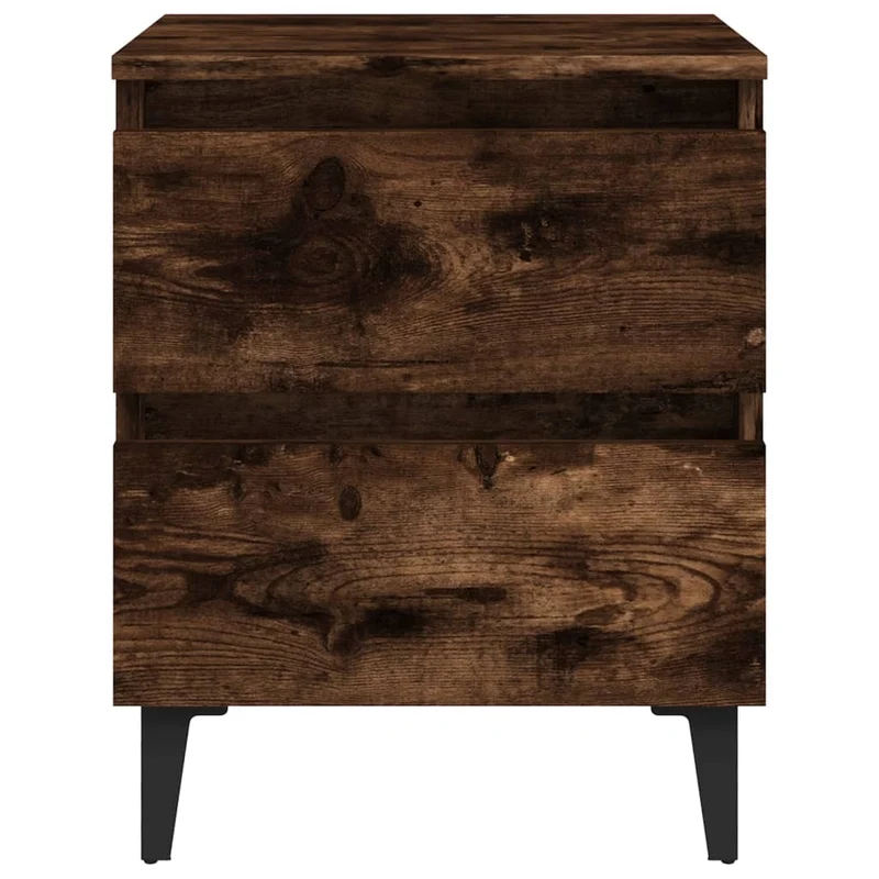 Lot de 2 tables de chevet avec tiroirs 40 x 35 x 50 cm bois d'ingénierie marron et métal DEC036191