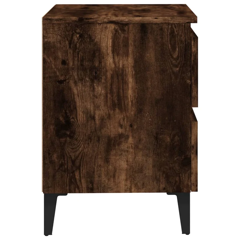 Lot de 2 tables de chevet avec tiroirs 40 x 35 x 50 cm bois d'ingénierie marron et métal DEC036191