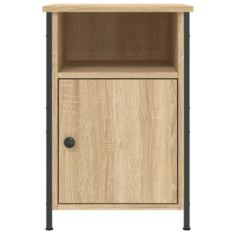 Lot de 2 tables de chevet avec rangement 40 x 42 x 60cm bois d'ingénierie couleur chêne et fer DEC035890