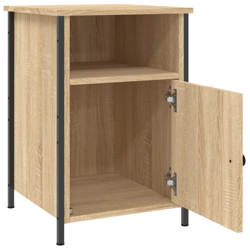Lot de 2 tables de chevet avec rangement 40 x 42 x 60cm bois d'ingénierie couleur chêne et fer DEC035890