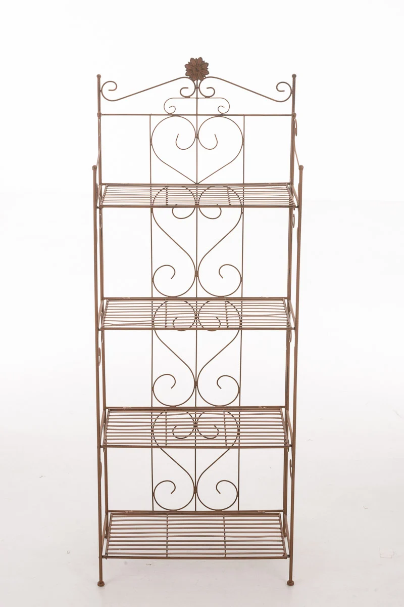 Etagère sur 4 niveaux rangement style rustique 160x60 cm en métal marron vieilli 10_0003914