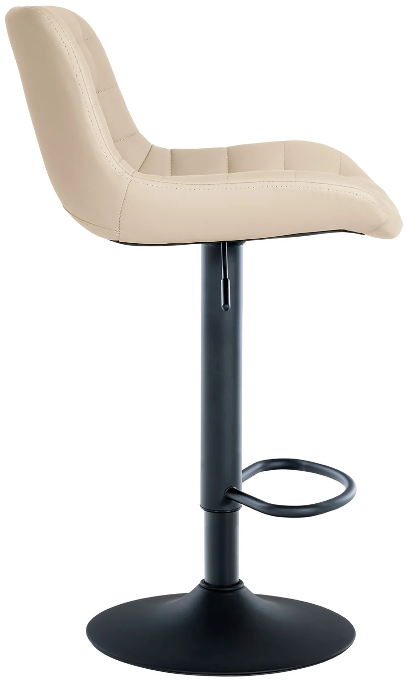 Tabouret de bar x1 structure métallique noir assise en PVC crème avec surpiqûres 10_0005444