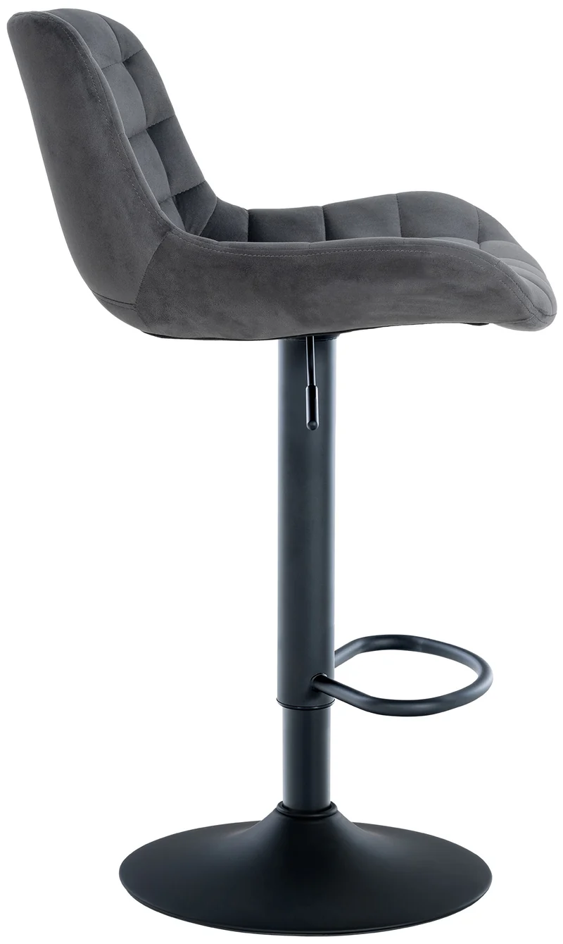 Tabouret de bar x1 structure métallique noir assise en velours gris foncé avec surpiqûres 10_0005447