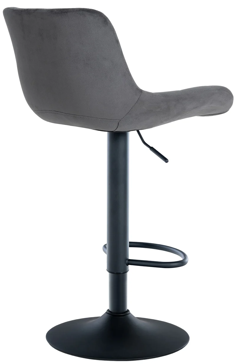 Tabouret de bar x1 structure métallique noir assise en velours gris foncé avec surpiqûres 10_0005447