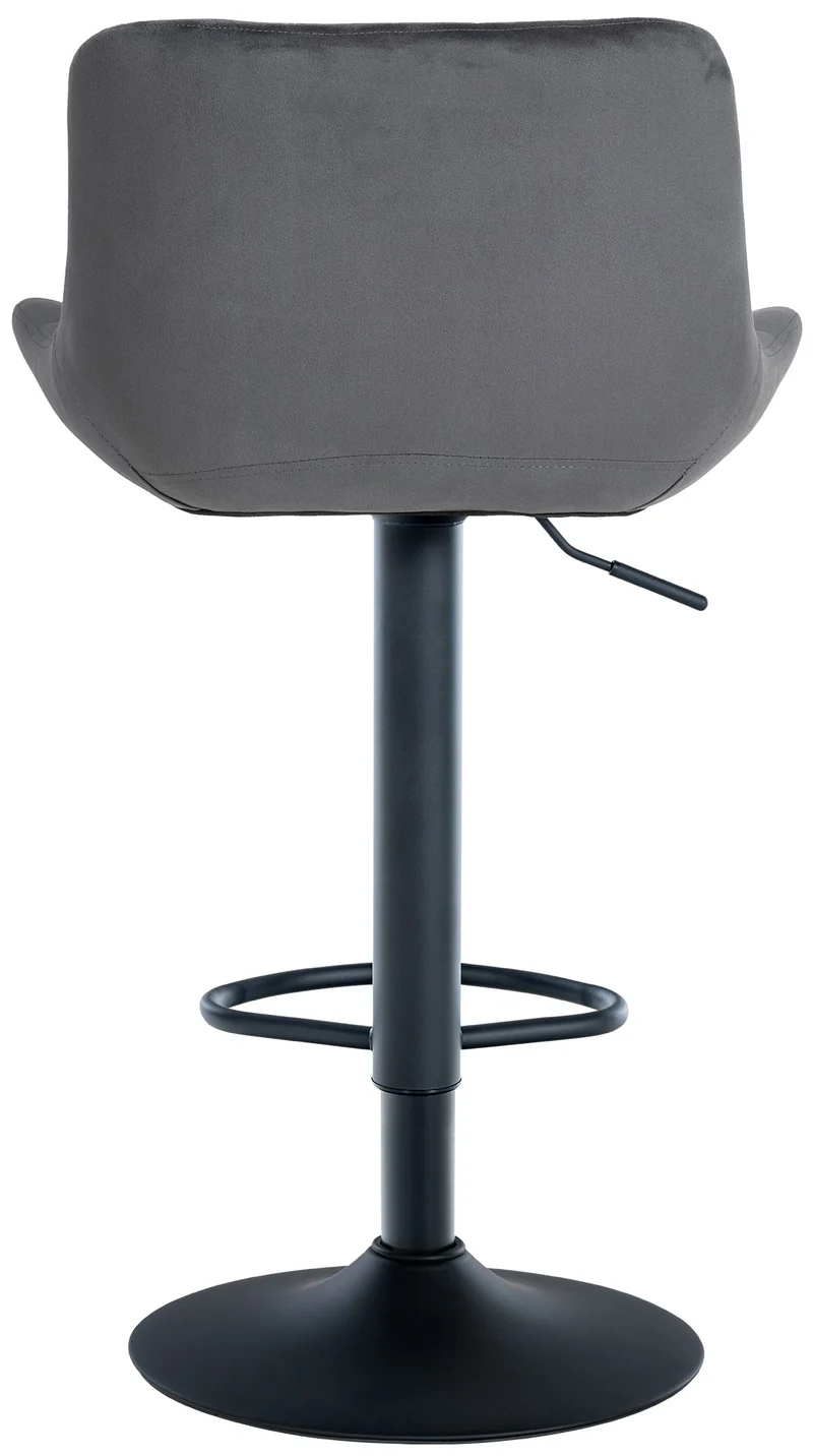 Tabouret de bar x1 structure métallique noir assise en velours gris foncé avec surpiqûres 10_0005447