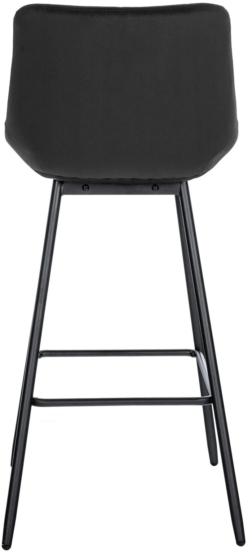 Tabouret de bar x1 avec repose-pieds revêtement en velours noir piètement à quatre pieds en métal noir 10_0005466