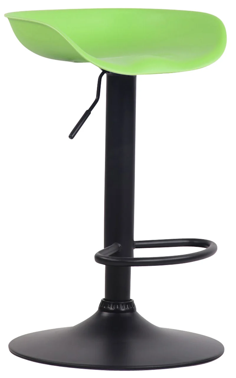 Lot de 2 tabourets de bar assise réglable en hauteur et pivotant en plastique vert pieds tulipe en métal noir mat avec repose-pieds TDB10256