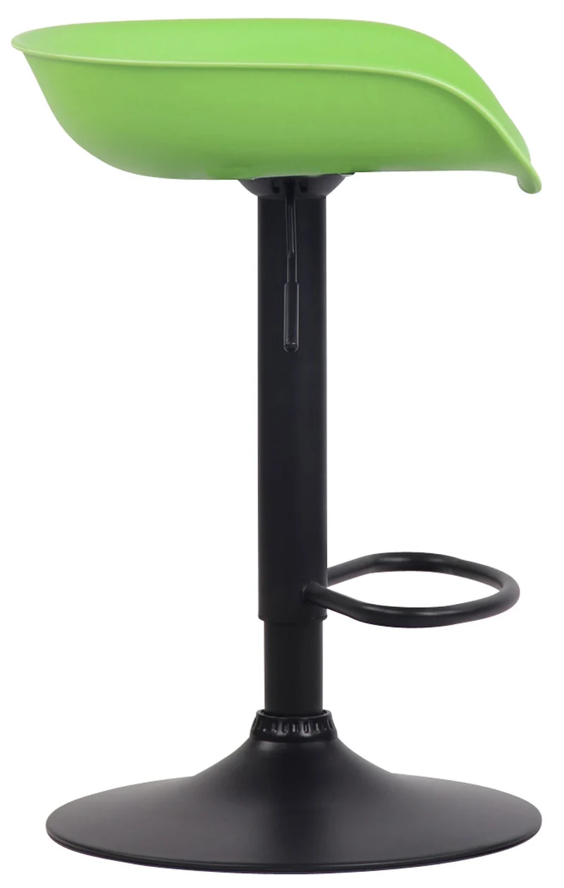 Lot de 2 tabourets de bar assise réglable en hauteur et pivotant en plastique vert pieds tulipe en métal noir mat avec repose-pieds TDB10256
