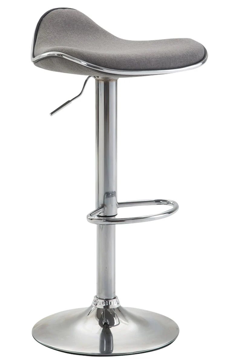 Lot de 2 tabourets de bar en tissu gris pieds métal chromé pivotant et hauteur réglable 10_0000821