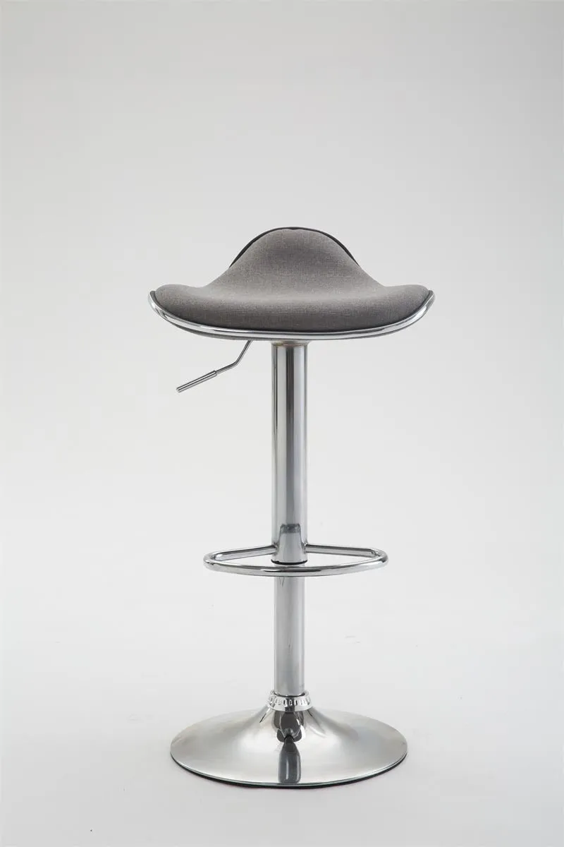 Lot de 2 tabourets de bar en tissu gris pieds métal chromé pivotant et hauteur réglable 10_0000821