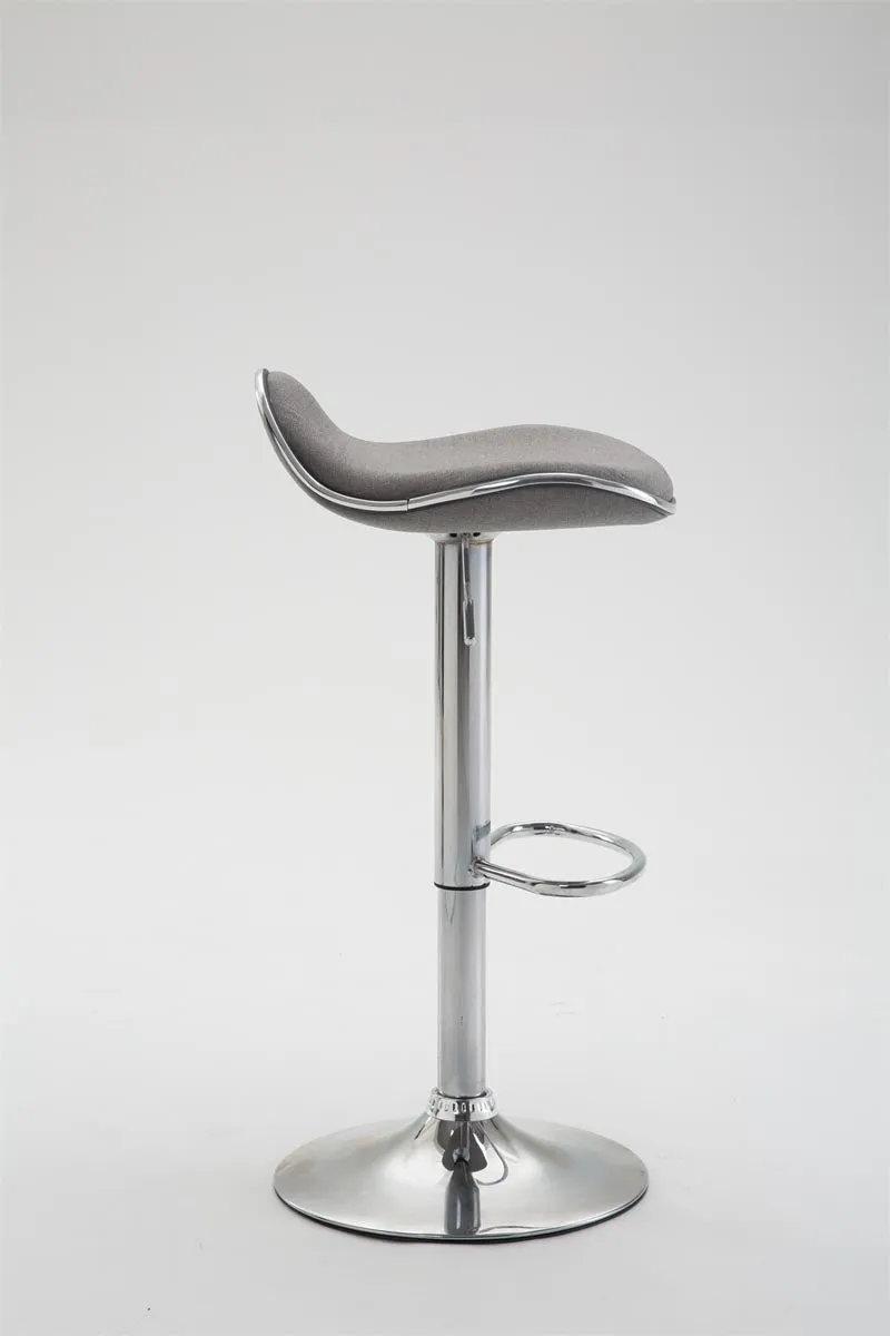 Lot de 2 tabourets de bar en tissu gris pieds métal chromé pivotant et hauteur réglable 10_0000821