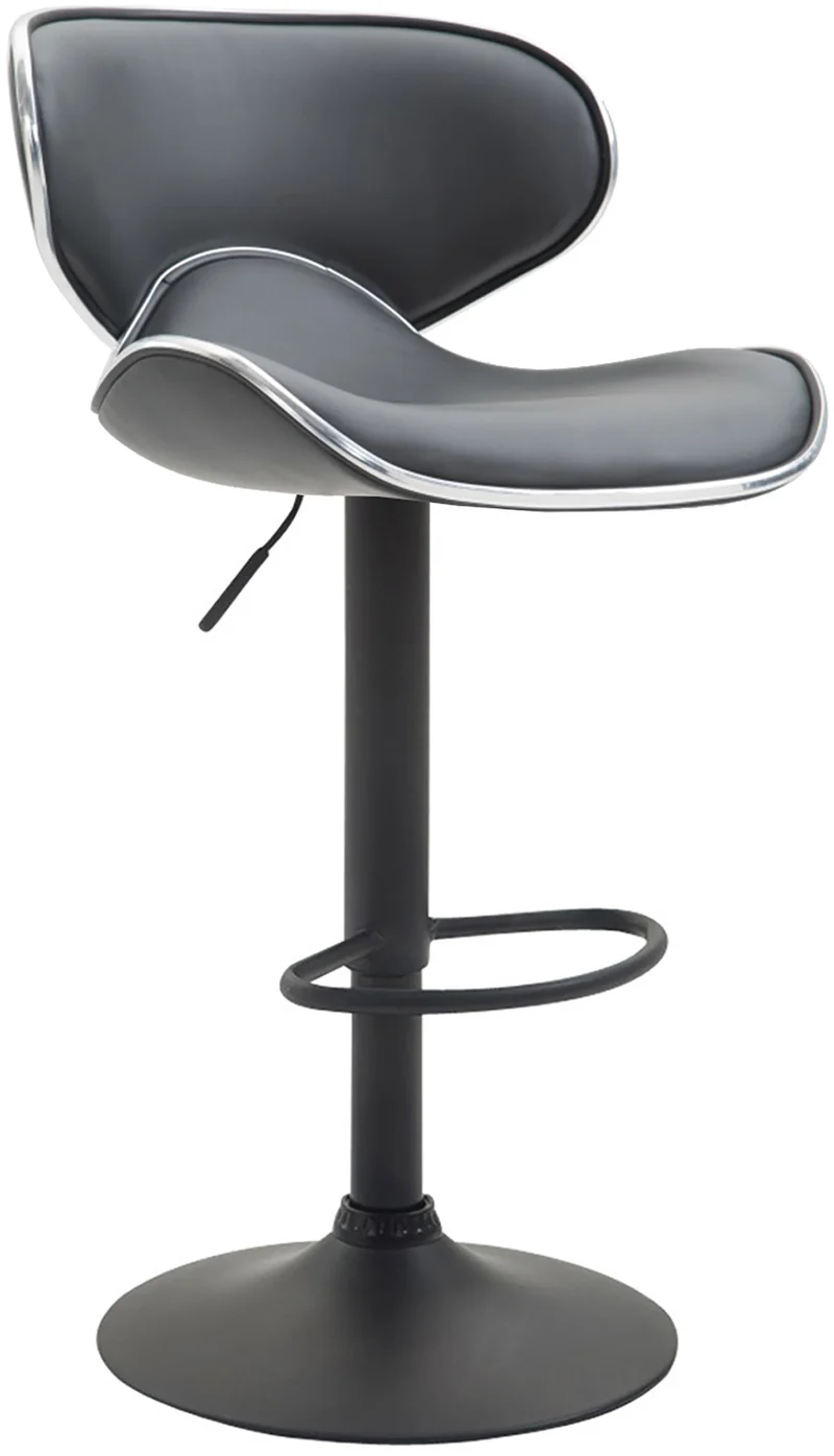 Lot de 2 tabourets de bar design contemporain pieds en métal noir assise en synthétique gris 10_0000340