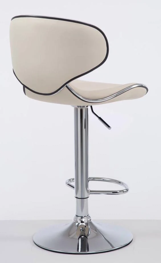 Tabouret de bar chaise de bar x2 hauteur réglable avec repose pieds en synthétique crème et métal TDB10124