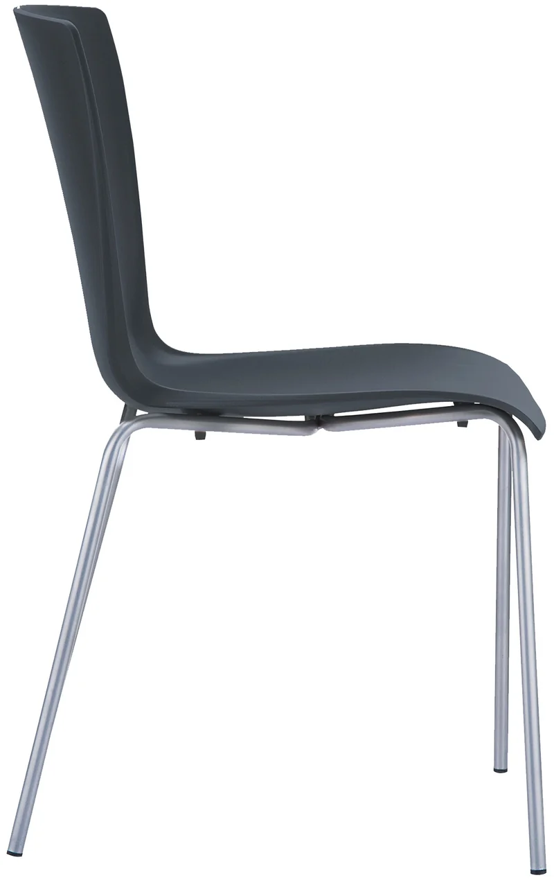Chaise de cuisine ou véranda empilable pour intérieur ou extérieur assise en plastique noir cadre en aluminium 10_0003023