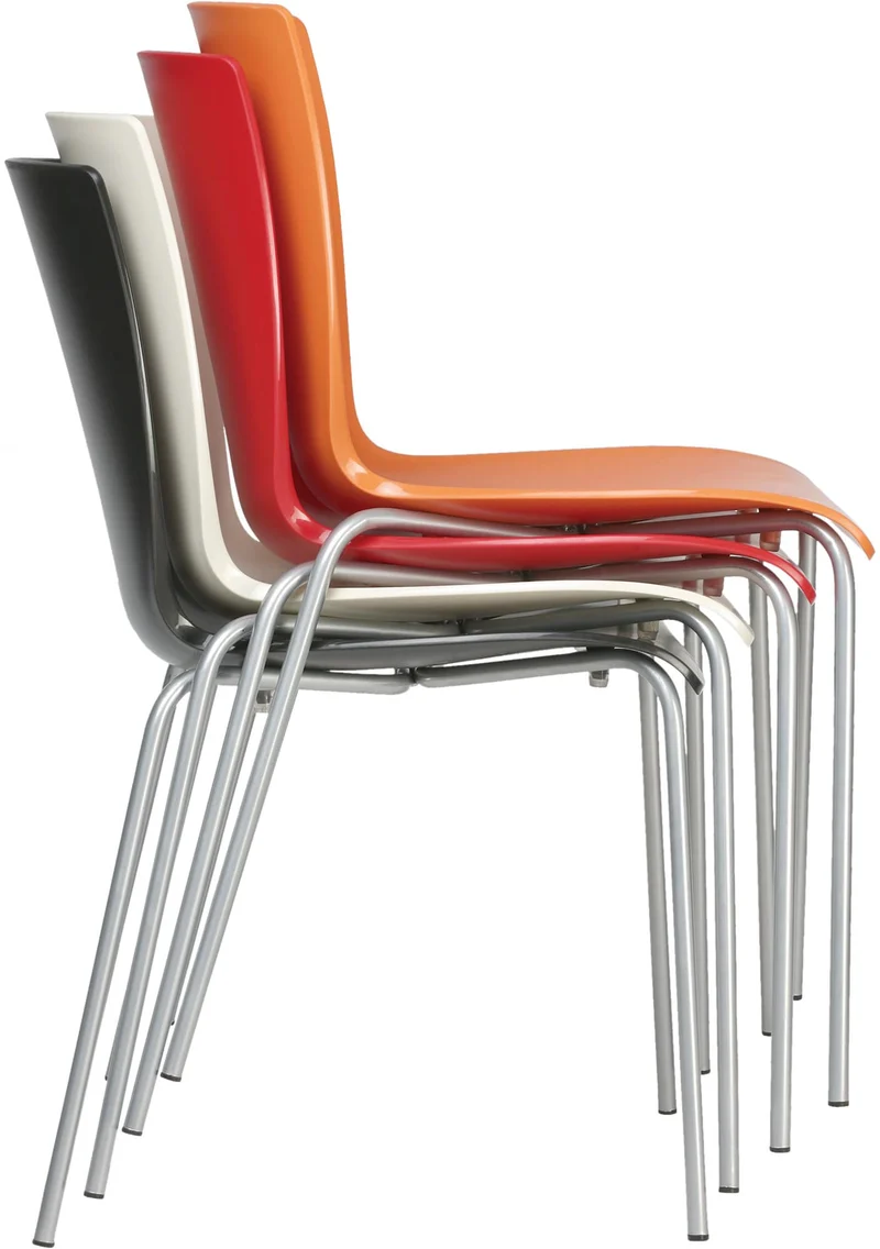 Chaise de cuisine ou véranda empilable pour intérieur ou extérieur assise en plastique noir cadre en aluminium 10_0003023